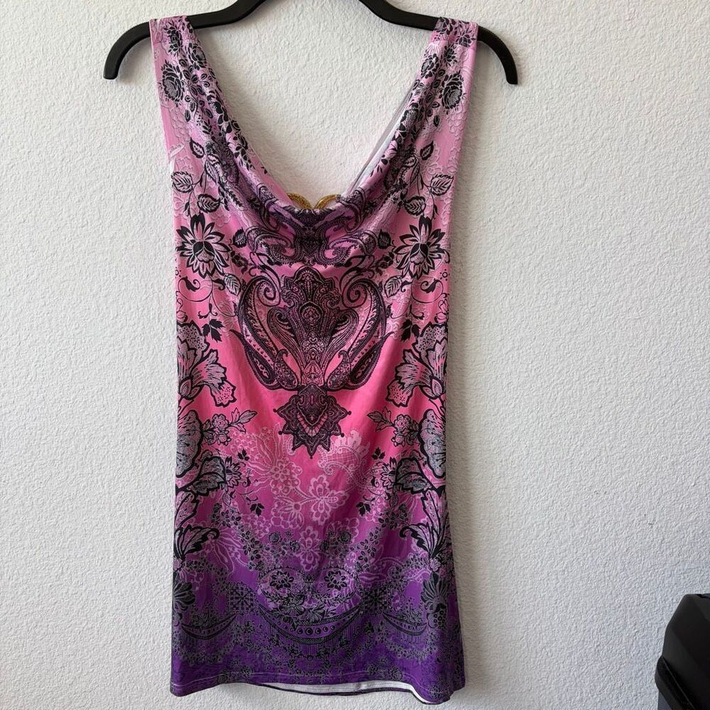 Pink & Purple Ombre Paisley Open Back Top